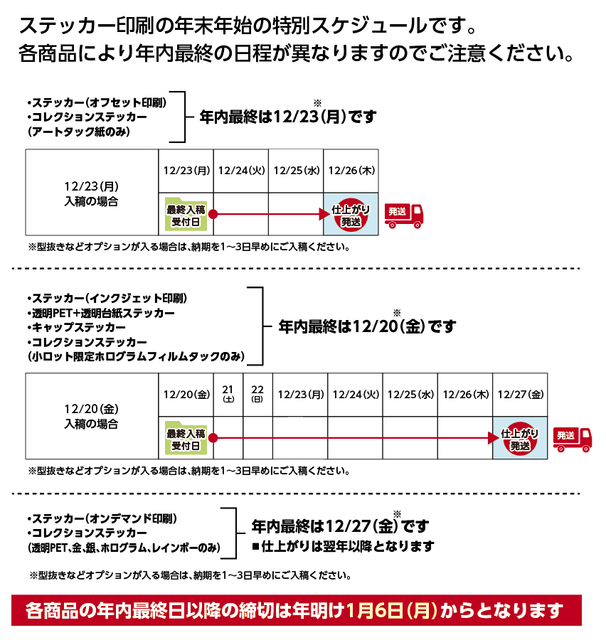 ステッカー冬期連休前スケジュール2024